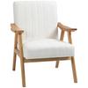 Upholstered Armchair In Scandi Design, Velvet Look, Solid Wood Frame, 68 X 74 X 82cm, Natural+Cream