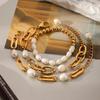 Freshwater Pearl Bracelet for Women, Niche Light Luxury High-end Cuban Link Bracelet, 18K Gold Titanium Steel Jewelry