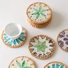 6pcs Handmade Resin Coasters Set Heat-Resistant Table Protectors with Shell Mosaic Leaf/Round Patterns Boho Coaster Party Decor