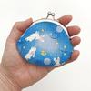 Kyosuke Japan-made Clasp Wallet Pouch Cotton 100 Animal Approximately 8.59.5cm Coin Purse Case 2.6 Sun Waraku Usagi Blue