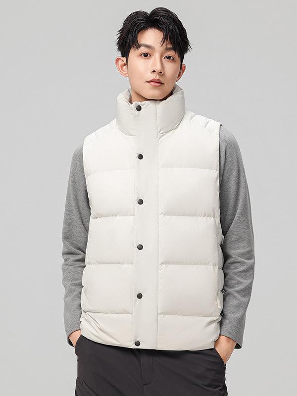 Men's High-End Fashion Lightweight Sleeveless Down Vest with Stand-Up Collar