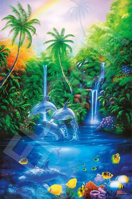 Epoch Marine Art Paradise Celebration Jigsaw Puzzle 50×75cm 23-724s Illustration Art with Adhesive Spatula and Ticket
