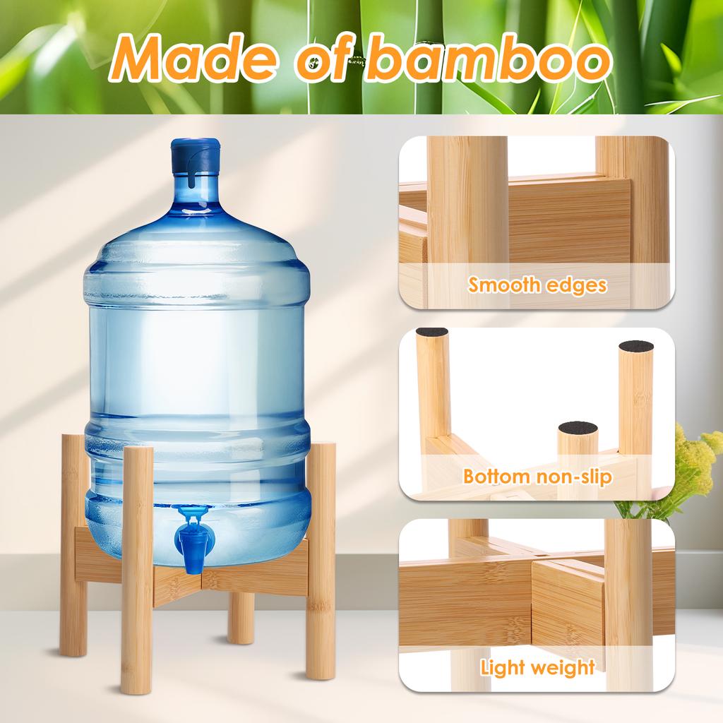 2Pcs Beverage Dispenser Stand Wood Adjustable Kitchen Tabletop Drink Water Jug Holder Flowerpot Floor-Standing Bonsai Display