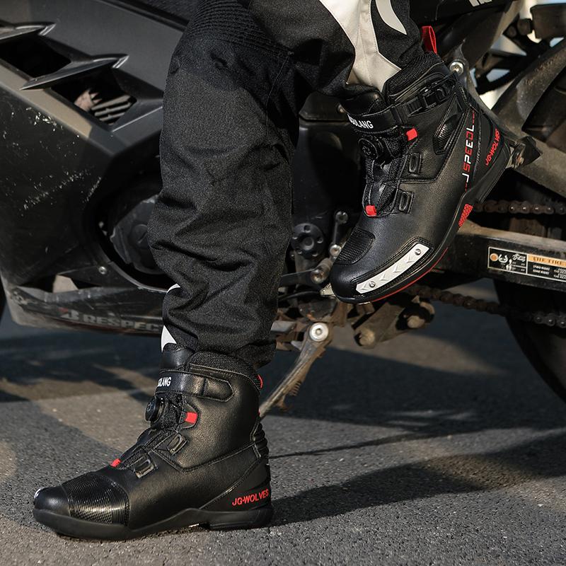 37-47 Men/Women's High Top Genuine Leather Sports Shoes Rotating Button Outdoor Cycling Sports Motorcycle Boots