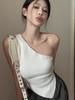 Pure Desire Spicy Girl One-Shoulder Irregular Sleeveless Tank Top - Summer Slimming Inner Wear for Women