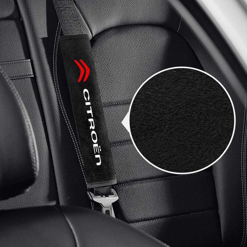 Accessoires d'intérieur de voiture Housse de ceinture de sécurité en suède et duvet Protection épaule et cou pour Citroen C4 C3 C5 C1 C2 Berlingo C-Elysee