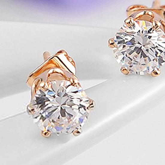 Women's Fashion 9K Gold Plated Crystal Ear Studs Party Wedding Earrings Jewelry