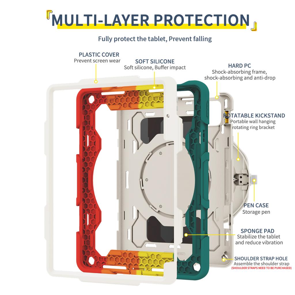 360 Rotatable Armor Stand Case For Xiaomi Pad 6S Pro 12.4 2024 12.4" Heavy Duty Cover With Handle Grip 3-Layers Shockproof Funda