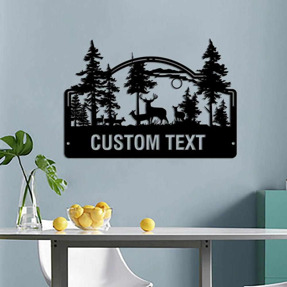 Custom Metal Deer Family Name Sign, Personalized Fawn Yard Plaque & Address Marker, Outdoor Deer Ranch Locator