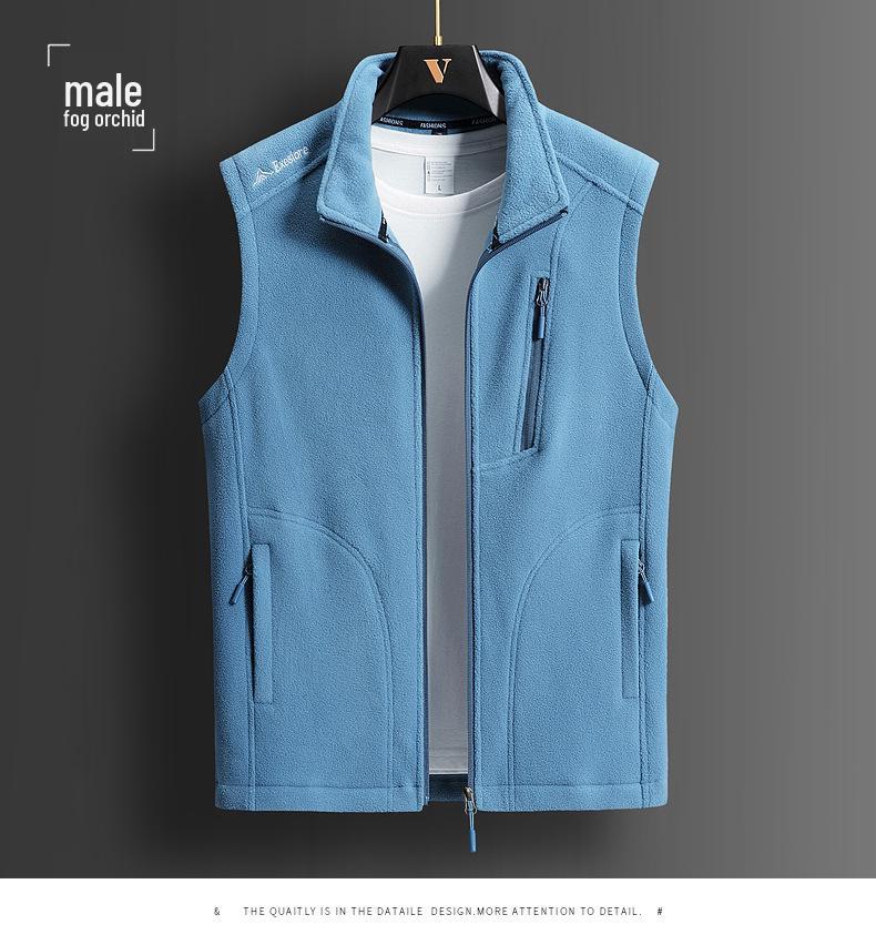 

Unisex Plus Size Winter Fleece Vest - Warm Sleeveless Outdoor Sports Outerwear with Stand Collar 2XL
