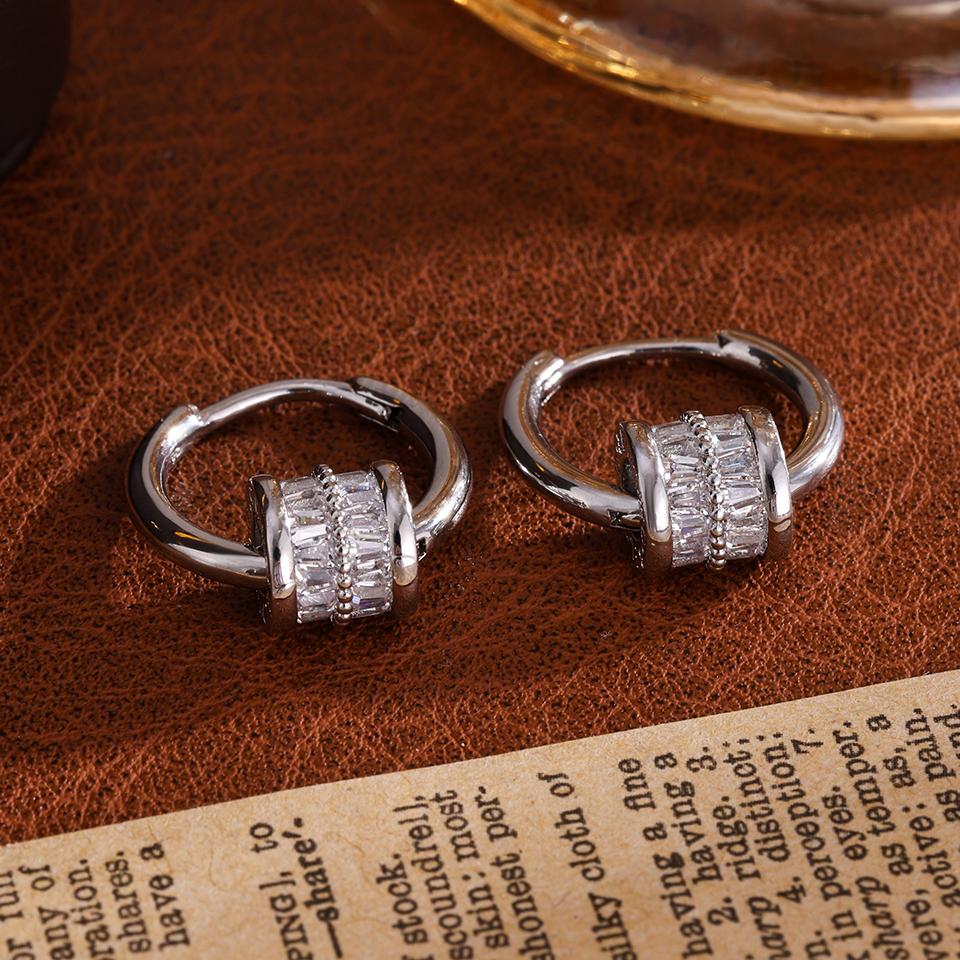 

ZAKOL Korean Fashion Cylindrical Crystal Zircon Dangle Earrings for Women Girls Exquisite CZ Drop Hoop Earring Accessories