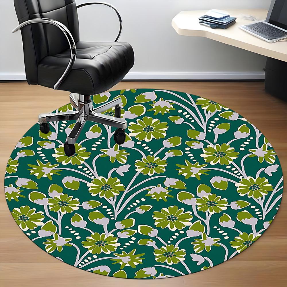 1pc Floral Pattern Office Round Area Rug, Under Office Chairs Bedroom Living Room Home Decor, Room Deco