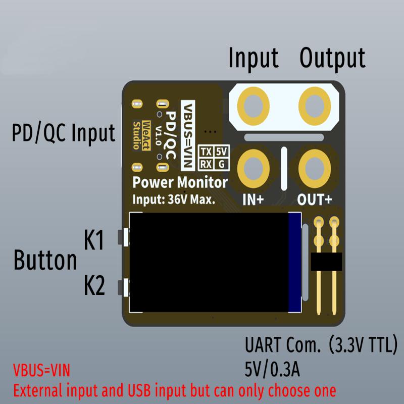 1 Set 36V 10A Max Power Monitor Module With Xt60 Connector Pd Qc Support For Rc Drone Battery Power Detection