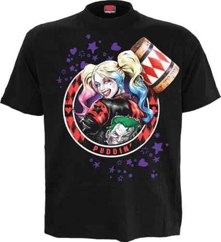 DC Comics - HARLEY QUINN - PUDDIN  (Unisex Black Short Sleeve T-Shirts) Ex Large M