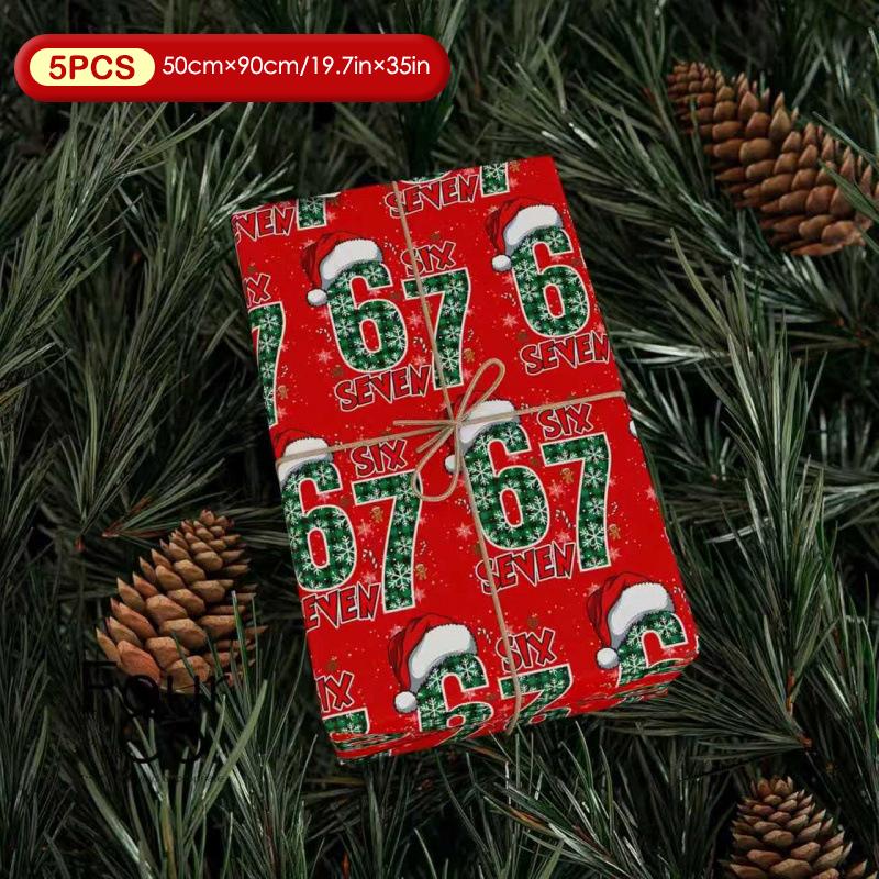 67 Vánoční balicí papír, 6 7 Balicí papír, 67 Vtipný vánoční balicí papír pro děti, Santa 67