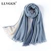 2025 women's knitted wool scarf women's fringed color matching wool lady scarf shawl warm wear fashion