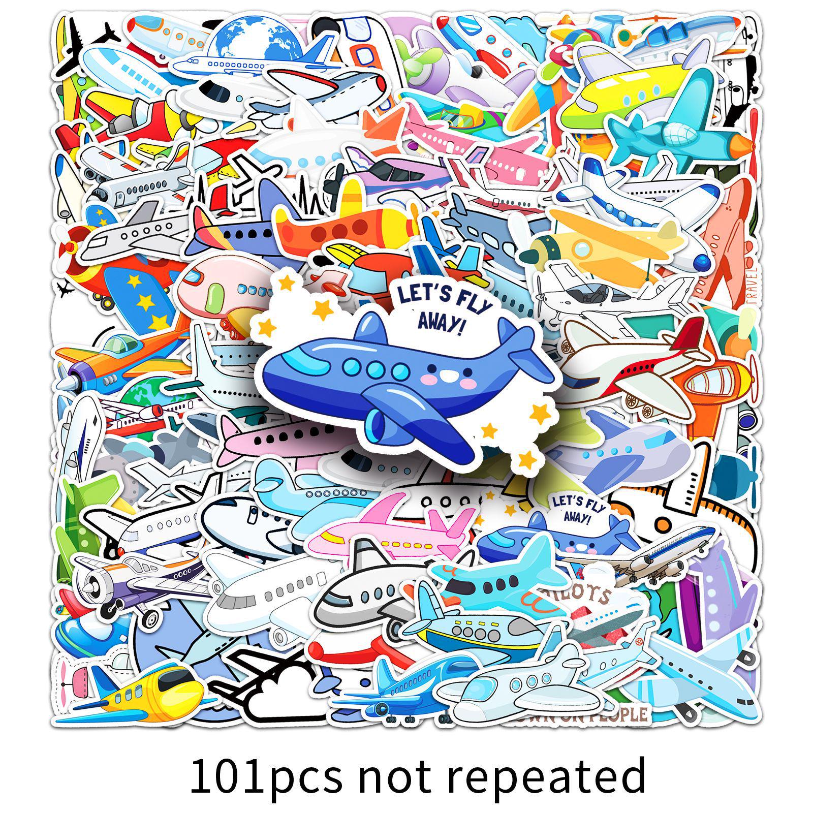 

101PCS Cute Cartoon Airplane Stickers - HD Waterproof for Computers, Journals, DIY Projects, and Water Cups.
