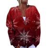 Women's Fashion Christmas Printed Long Sleeve Knitted Cardigan Button Down Jacket