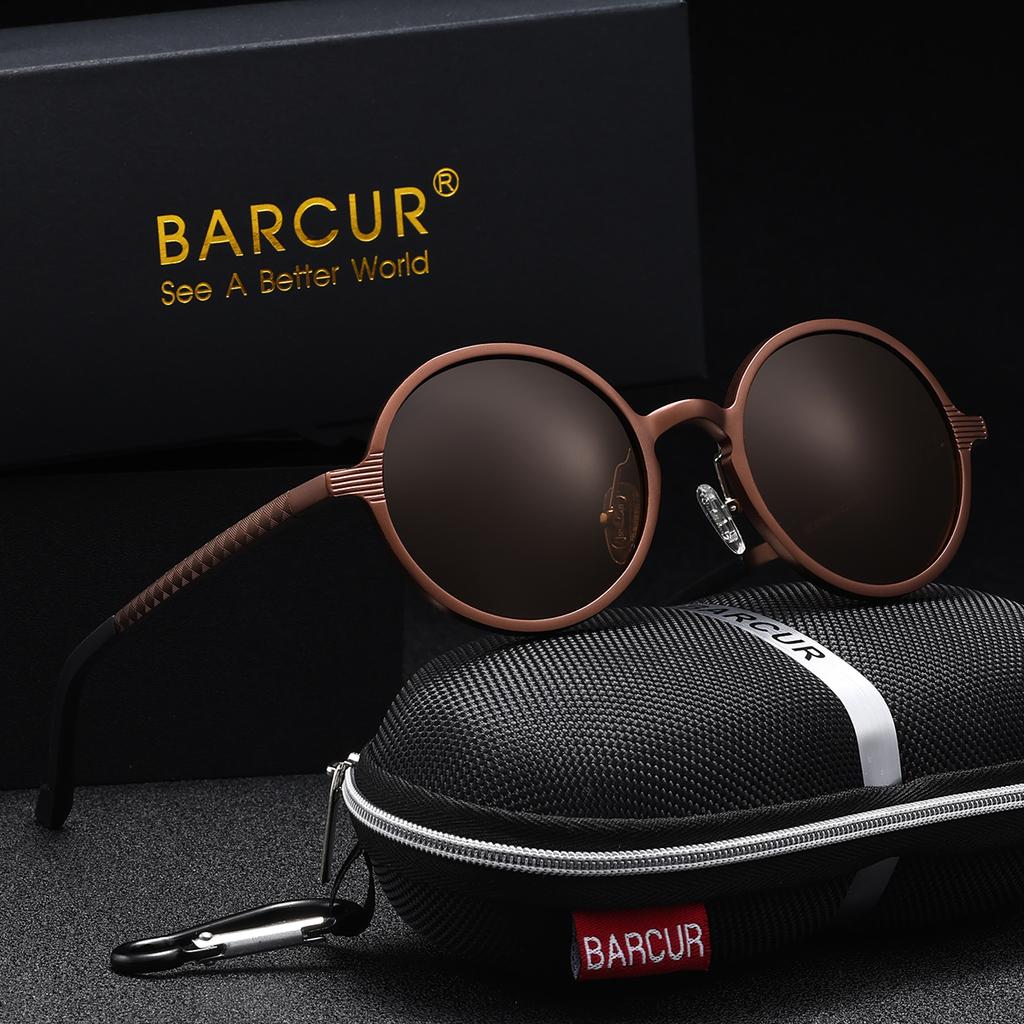 Gafas de Sol Polarizadas BARCUR de Lujo Vintage Exquisitas para Mujer con Montura Circular Metálica de Alta Calidad UV400 Gafas de Sol para Hombre