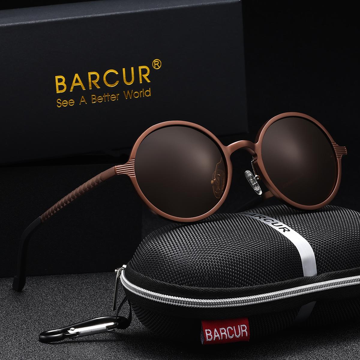 

BARCUR Brand Luxury Vintage Exquisite Women Polarized Sunglasses High-Quality Metal Circular Frame UV400 Men Sunglasses