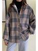 New Autumn/Winter Women's Brushed Plaid Velvet Shirt Jacket - Long Sleeve, Loose, Warm Korean Style