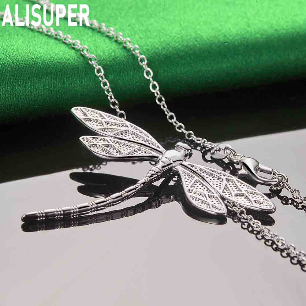 925 Sterling Silver Dragonfly Pendant Necklace Fashion Wedding Jewelry