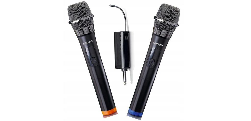 Lenco MCW-020BK - zestaw 2 dynamicznych mikrofonów bezprzewodowych, Lenco
