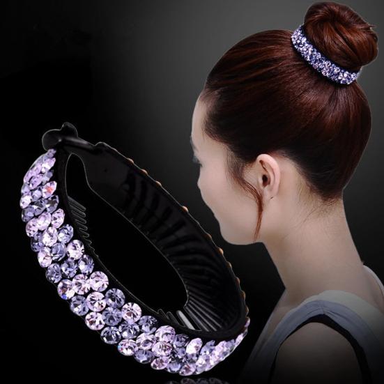 Women Rhinestone Inlaid Hair Claws Twist Clip Hairpin Headwear Bun Accessory