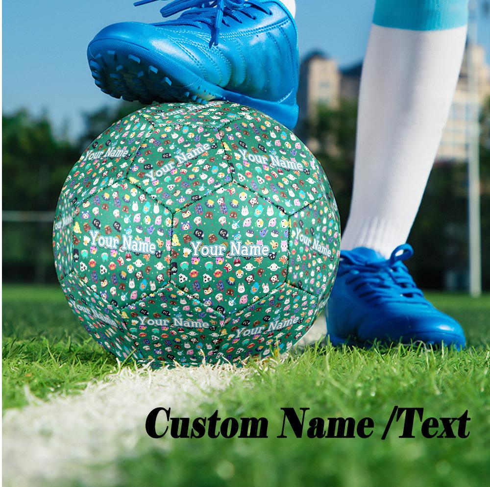 Custom Text Size 5 Soccer Ball, Standard Match Football For OutdoorAnimal Crossing