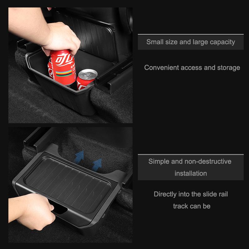 For Tesla Model Y -2024 Flip-top Lid Back Row Intermediate Storage Box TPE Rear Center Console Storage Box Car Organize Case