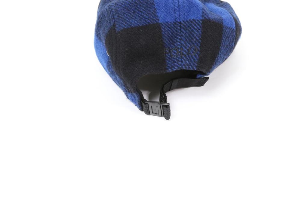 (Polo Ralph Lauren) Men's and Women's Wool Check 5 Panel Cap with One Point Signature Pony Hat 01080056-BLUE [Used]