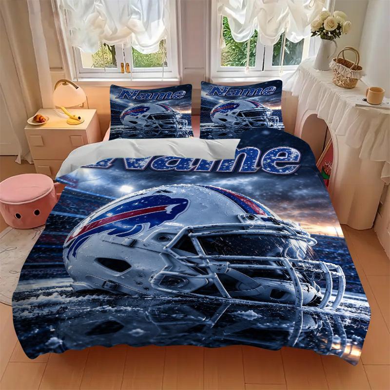 Personalized Football Helmet Soft Bedding 3 Piece Set HD Print Duvet Cover Pillowcases for Teens Adult Bedroom Decoration Christmas Gift C10396