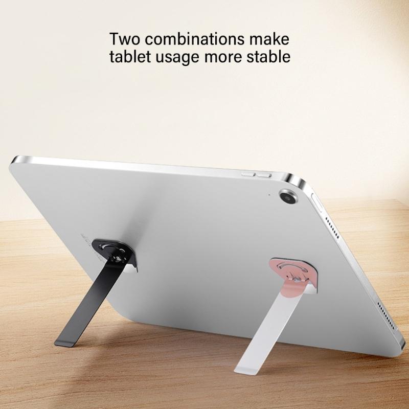 360 Degree Adjustable Kickstand Foldable Phone Mount Easy Stick On Tablet Support Stainless Steel for Work Entertainment