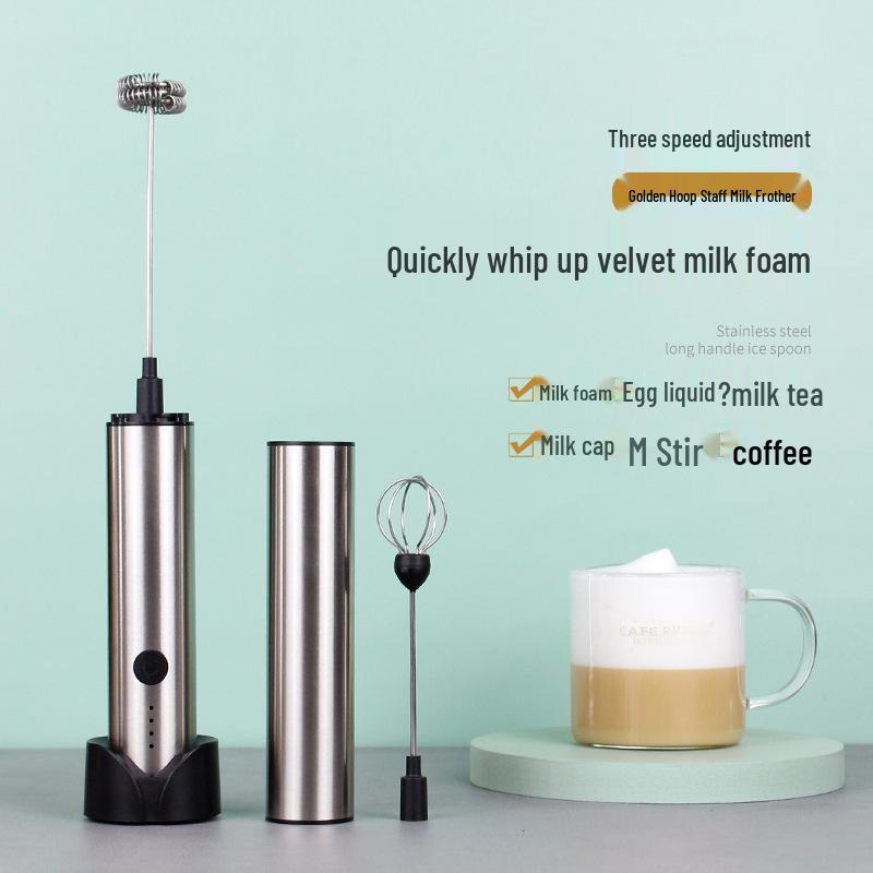 Adjustable 3-Speed Stainless Steel Electric Handheld Milk & Egg Frother