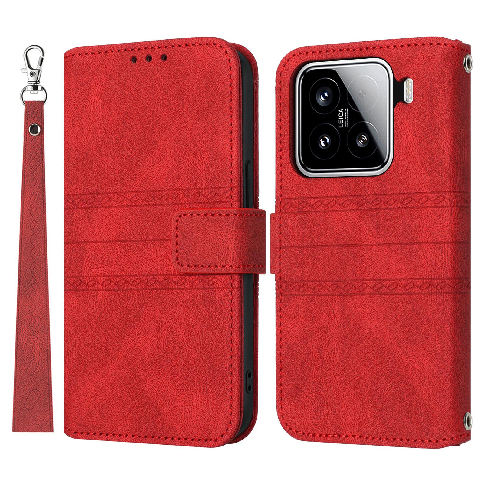 

Для Xiaomi 15 Чехол-Кошелек Кожаный с Текстурой Отпечатка Пальца Чехол для Телефона A