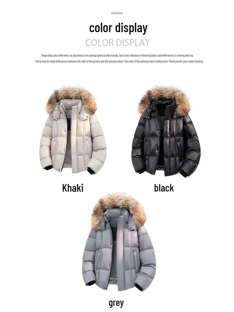 2025 Wintermode: Dicke Daunenjacke mit großem Pelzkragen, 90 % weiße Entendaune, Vielseitig & Warm, Kältebeständige Oberbekleidung