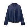 Women's Oversized Two Piece Pantsuit Long Sleeve Denim Shirt High Rise Wide Leg Trousers Matching Set