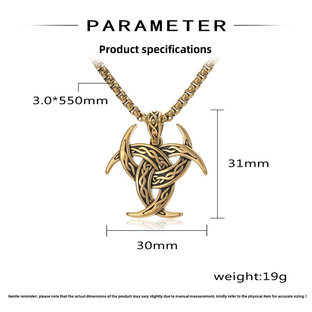 Retro Viking Design Celtic Knot Pendant Necklace for Men Stainless Steel Trendy