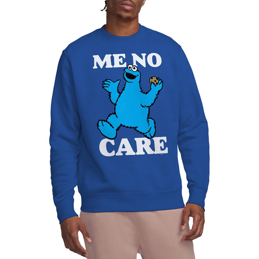 Sesame Street Unisex Adult Me No Care Cookie Monster Sweatshirt
