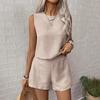 Summer Sleeveless Solid Color Shorts Set Women Clothing