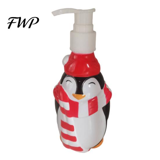 Sticlă Reumplabilă Pinguin 350ML Dispenser Săpun de Crăciun, Sticlă Goală Formă Brad Moș Crăciun, Pompă Plastic pentru Săpun de Mâini, Dispenser Loțiune