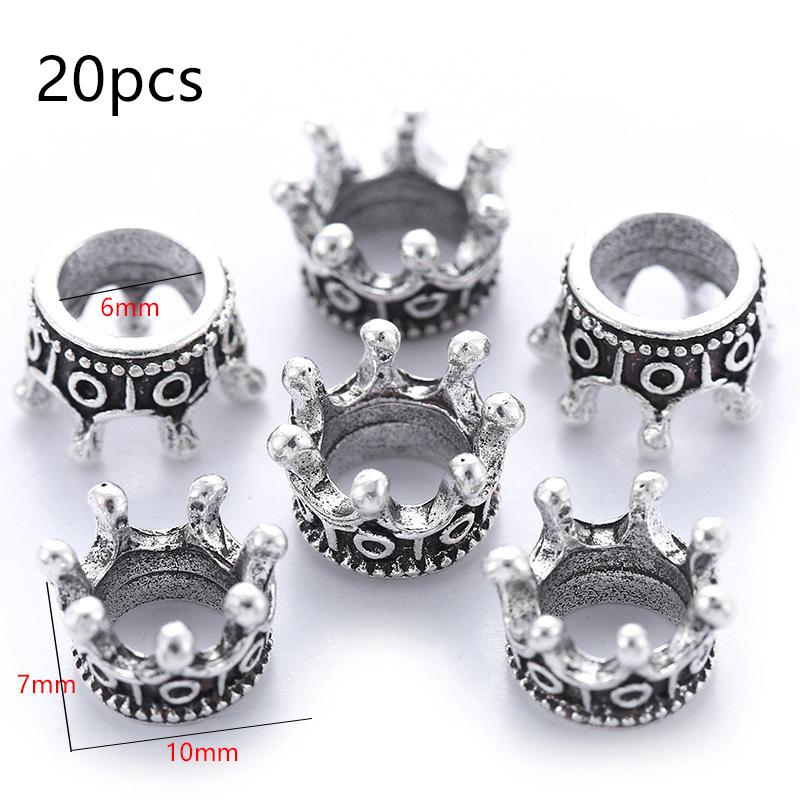 20pcs Jewelry Production Spacer Mini Crown Beads Retro Alloy Bracelet Decorative Accessories DIY Necklace Earring Props TMZ