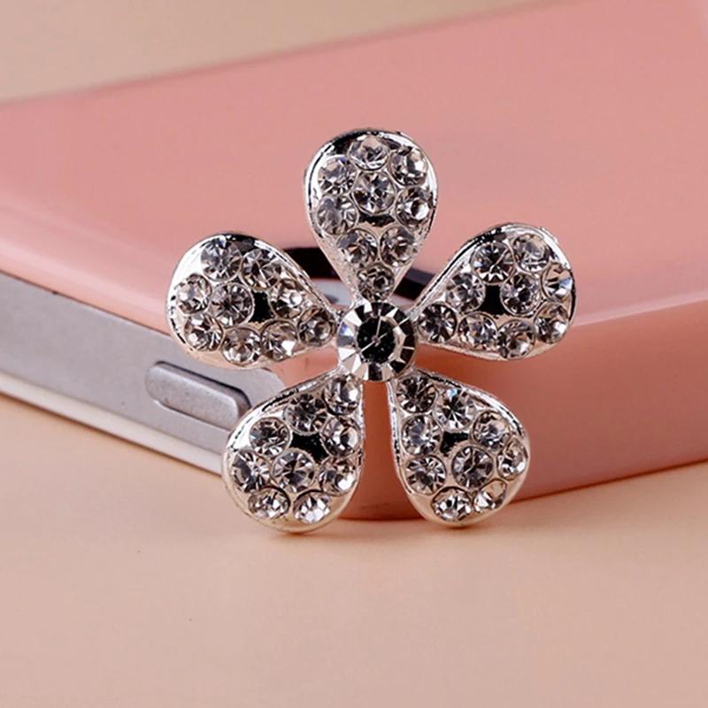 Engood 100Pcs Cherry Flower Rhinestone Buttons Sewing Trim & Embellishments Craft Button DIY Hair Accessories Wedding Decoration