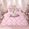 Homewish Girls Pink Duvet Cover Set Leopard Print Initial Bedding Set Bohemian Paisley Bowknot Comforter Cover Set