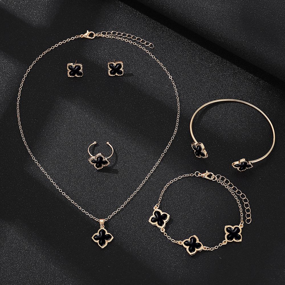 

6 шт. комплект украшений в форме сердца: серьги, ожерелье, браслет, браслет-манжета, кольцо с цирконом для женщин