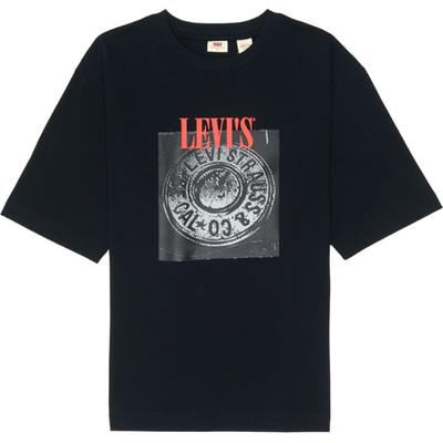 Levis Buchstabenprint Bequemes Rundhals Kurzarm T-Shirt Herren T-Shirts Schwarz 001B2-0000