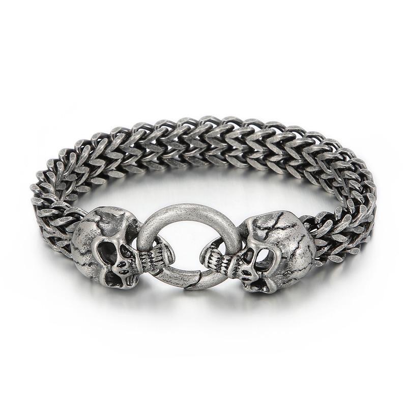 European and American Personality Domineering Punk Skull Titanium Steel Men's Bracelet