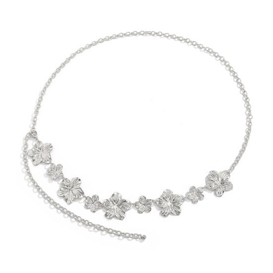 Waist Chain for Women Adjustable Metal Chain Waist Belt Flower Shape Body Chain B