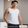 Men's Quick-Dry Elastic Training Vest - Ice Silk, Sleeveless, Loose Fit, Round Neck Top
