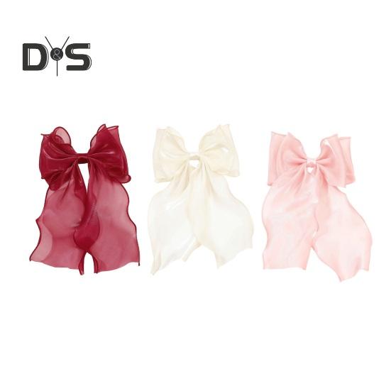 

3 шт. большой бант заколка для волос тюль сетчатый бант большой длинный хвост лента бант с металлической заколкой для женщин и девочек аксессуары для волос подарок на день рождения C